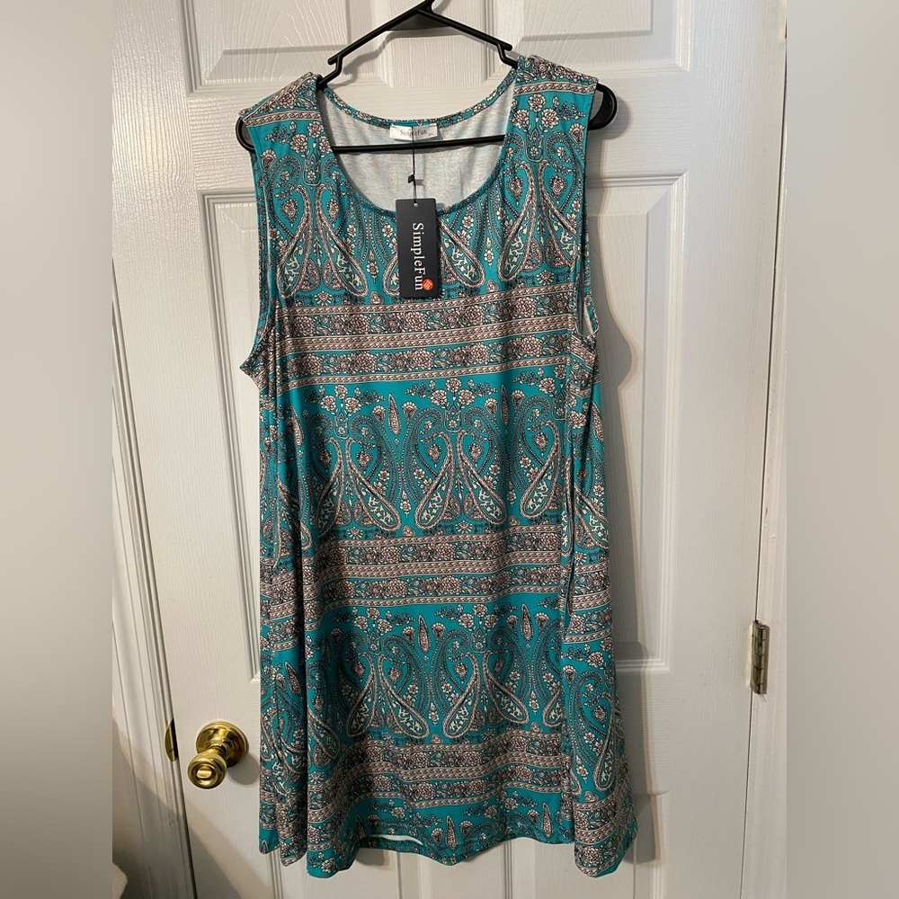 Summer Dress Women 2XL Beach Paisley print
Casual Pockets Boho Dress NWT